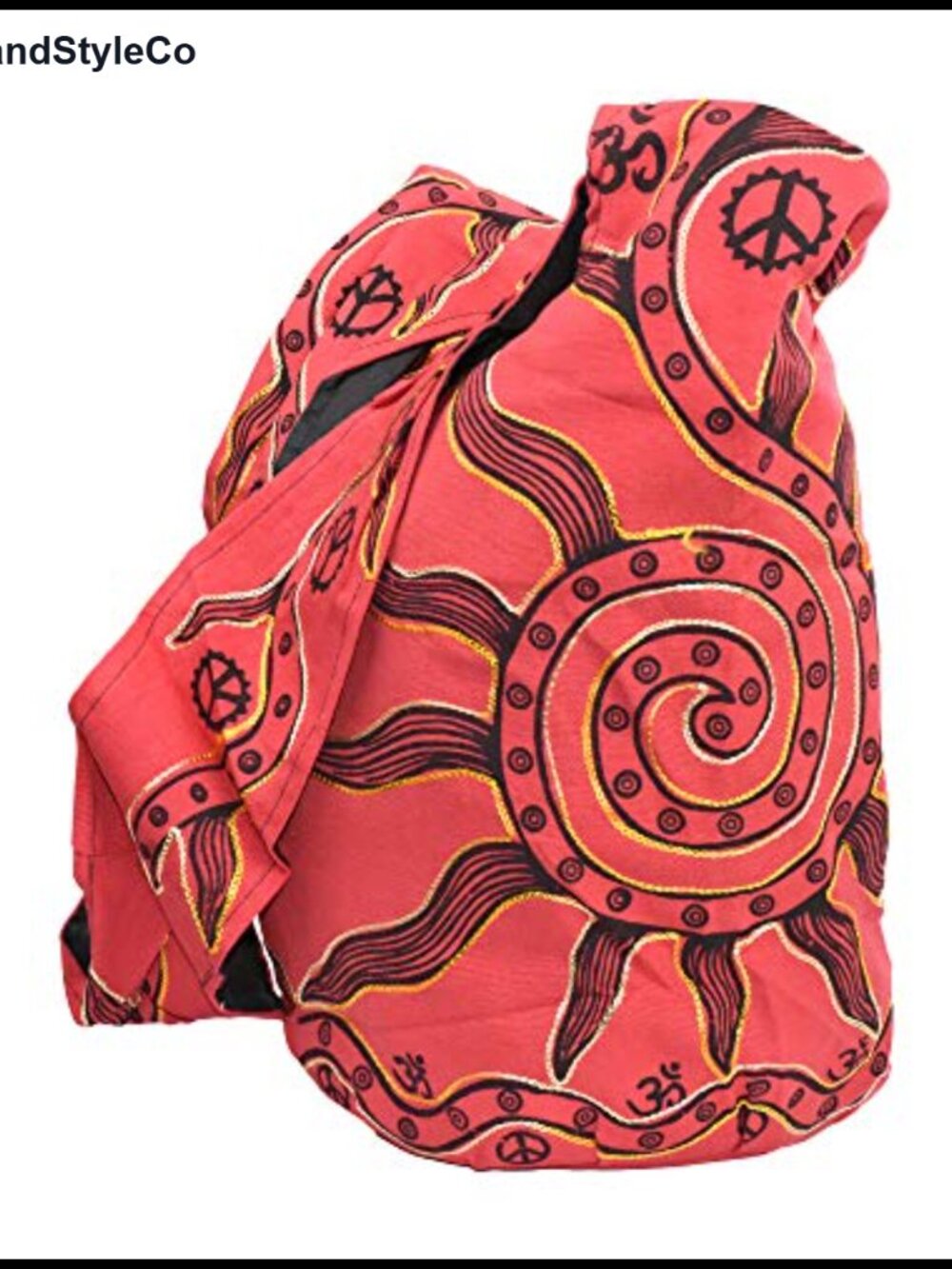 Large Boho Hobo Crossbody Bag with Cotton Fabric, Zipper Closure
